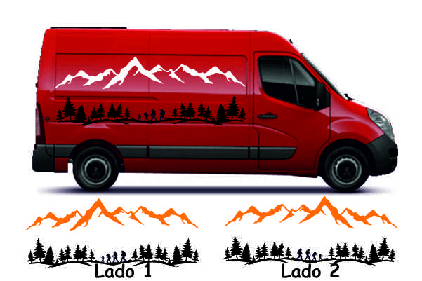 Les stickers camping-car partent côté montagne et forêt 2 Couleurs