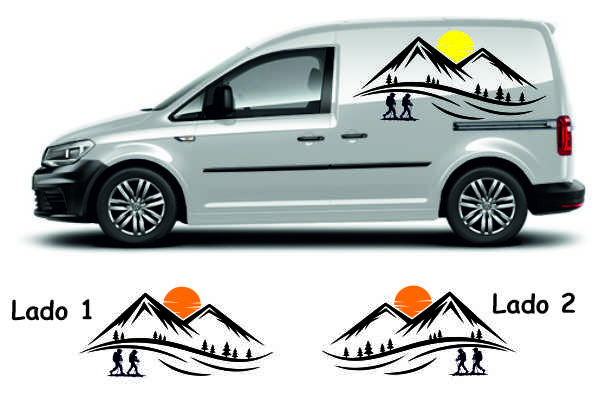 Autocollants camping-car van montagnard jumelles a 2 Couleurs
