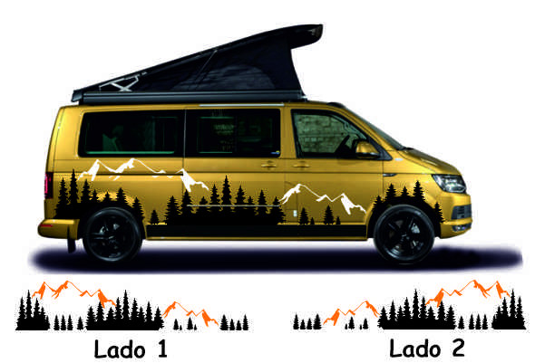 Autocollants décoratifs côtés gauche et droit - - - pour camping-car,  fourgons et vans - - - Cod. 1201 Arancione-Grigio