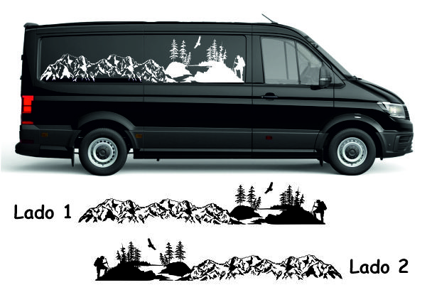 Autocollants décoratifs côtés gauche et droit - - - pour camping-car,  fourgons et vans - - - Cod. 1201 Arancione-Grigio