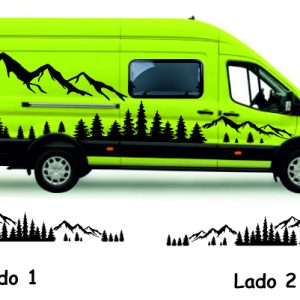 Stickers for camper vans paisaje 2 montañas con pinos bosque