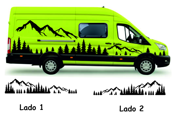 Camper stickers paisaje lago con montaña y pinos