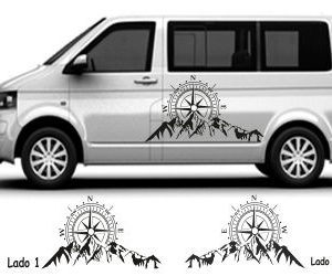 Decal compass with mountains for vans