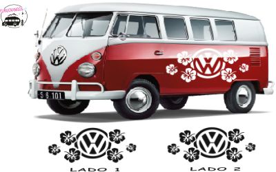 Ubrugelig Fantastisk Hård ring Decal VW logo with hawaiian flowers | symbols and logos, stickers for vans,  motorhomes and trailers here. We offer hundreds of design choices.