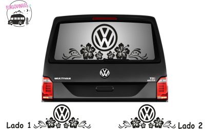 Aufkleber VW-Logo mit floralen Ornamenten