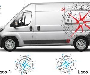 Decal for vans in 2 colours worn-out compass rose
